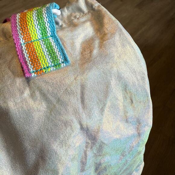 Iridescent Drawstring Bag Backpack with Rainbow Canvas Adjustable Straps - Picture 11 of 12
